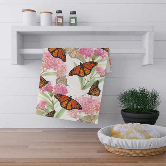 Cotton Tea Towel | Monarchs and Milkweed II