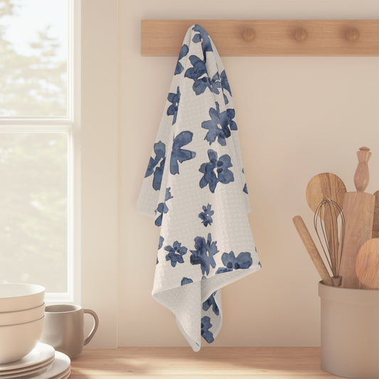 Microfiber Tea Towel | Watercolor Blue Flora