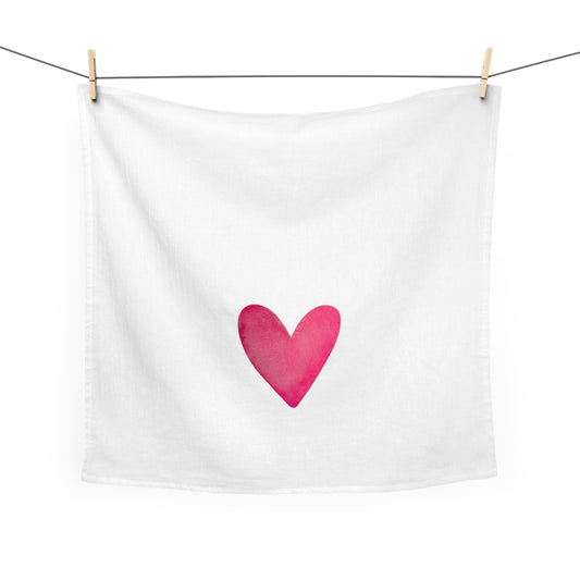 Heart Watercolor Tea Towel