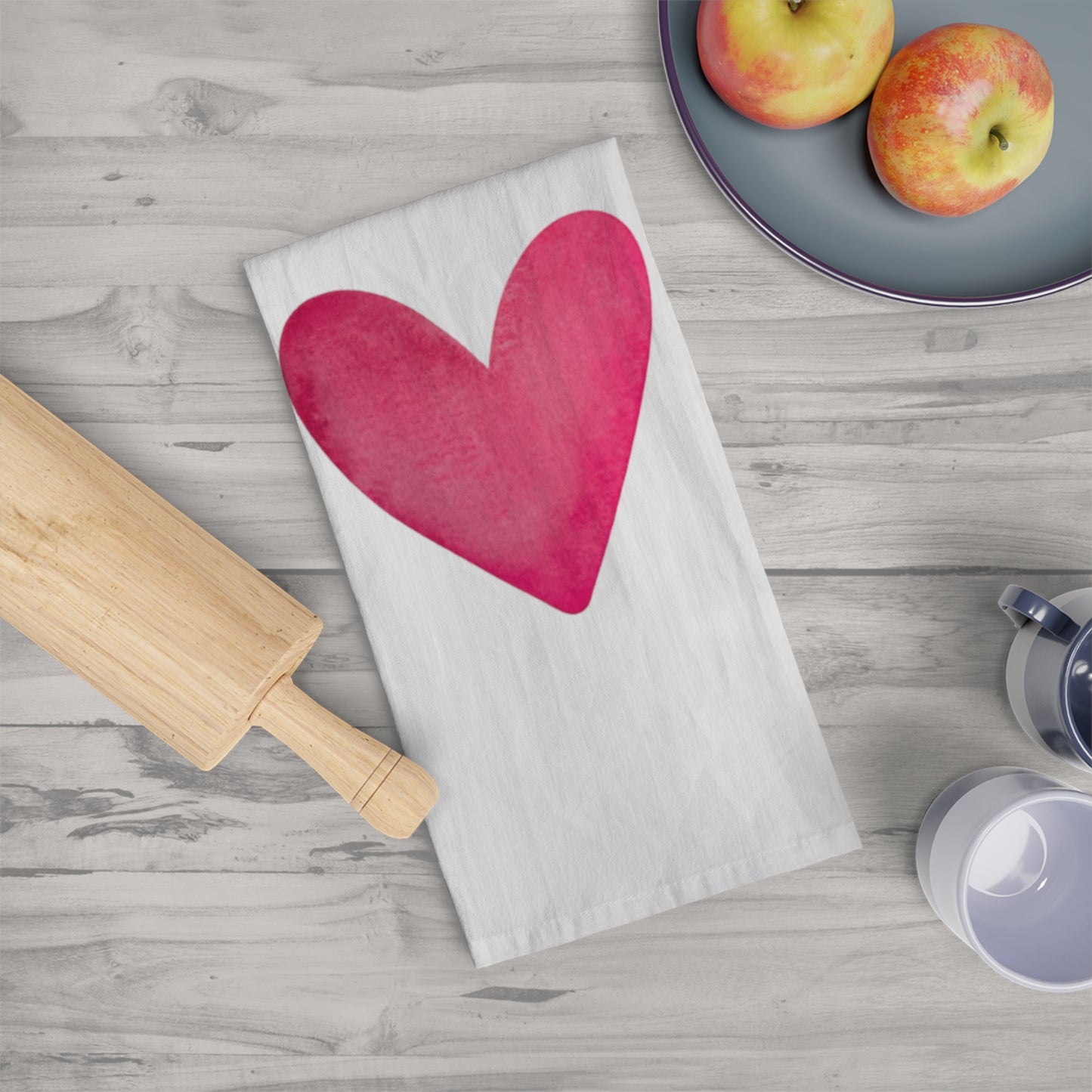 Heart Watercolor Tea Towel