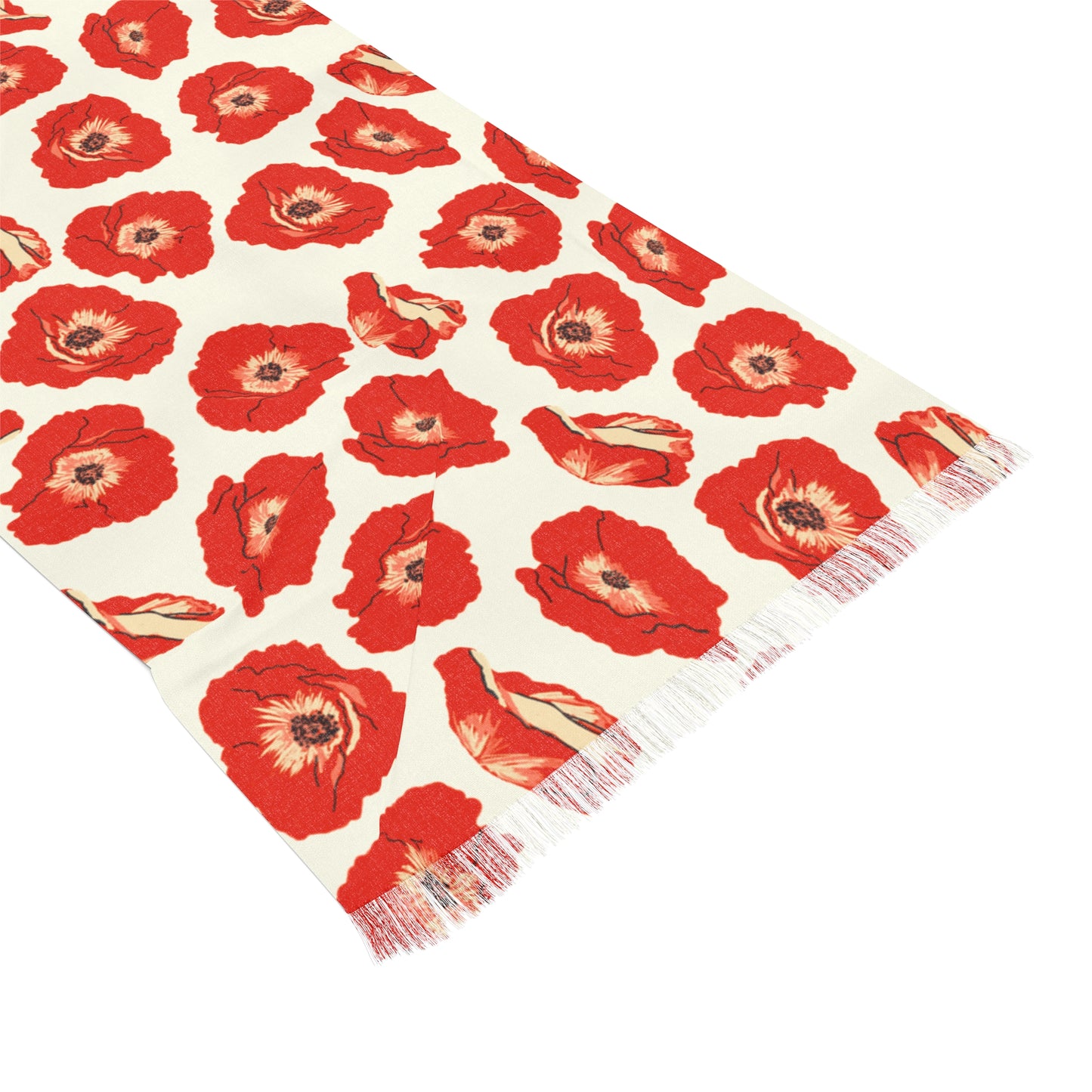 Poppy Bloom Lightweight Scarf (cream)