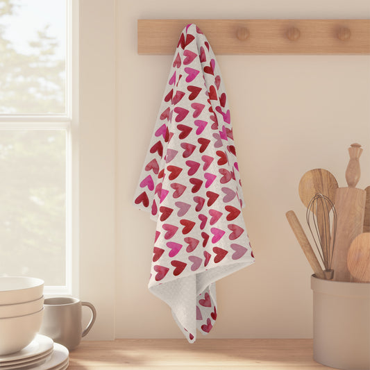 Microfiber Tea Towel | Watercolor Hearts