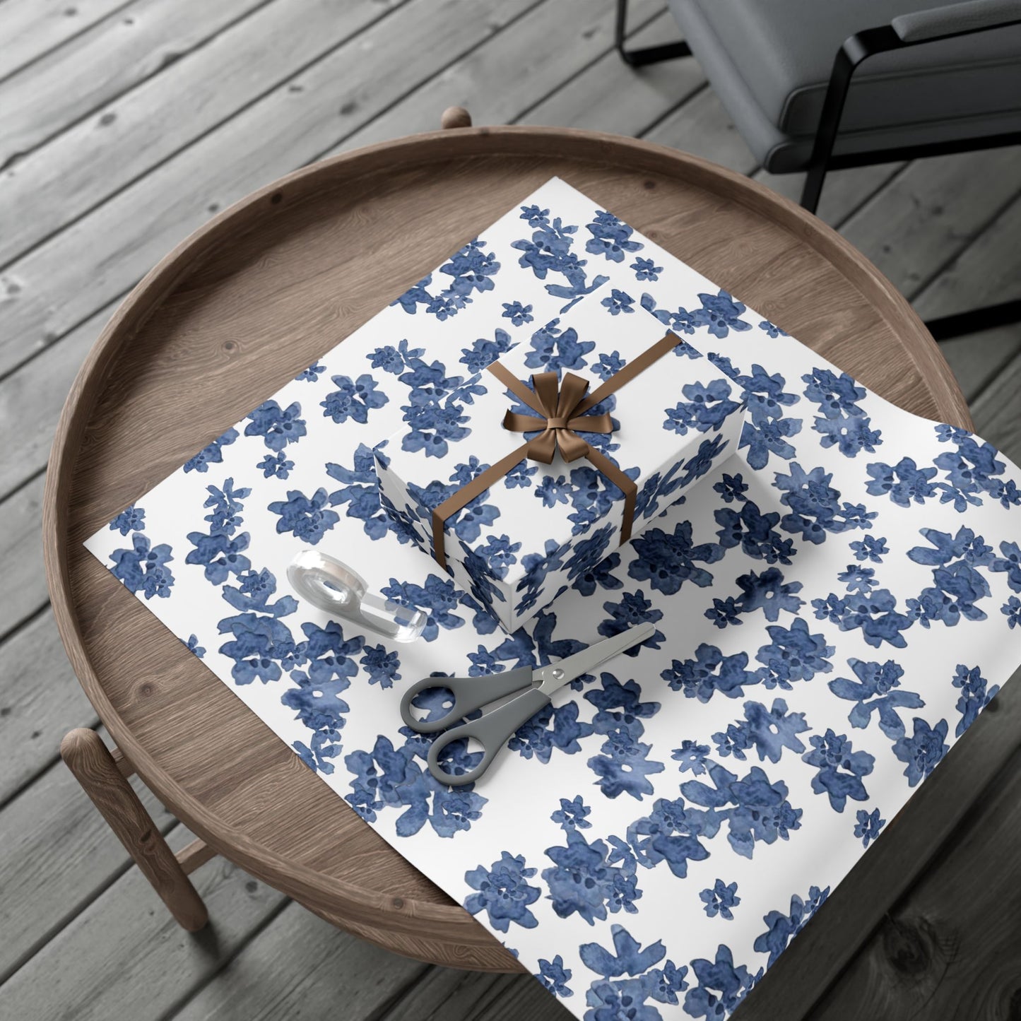 Gift Wrap Paper | Watercolor Blue Flowers