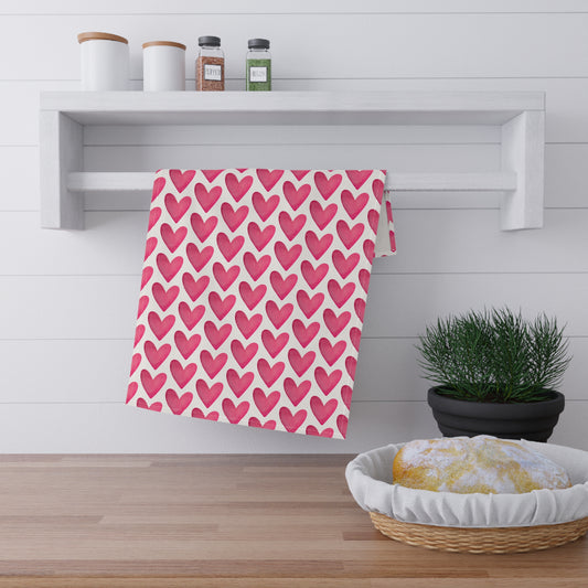 Cotton Tea Towel | Watercolor Hearts