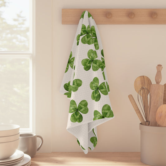 Microfiber Tea Towel | Watercolor Clovers