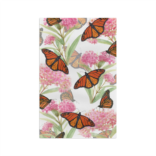 Microfiber Tea Towel | Monarchs and Milkweed II