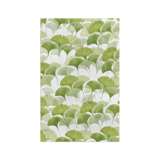 Microfiber Tea Towel | Green Ginkgo Leaves
