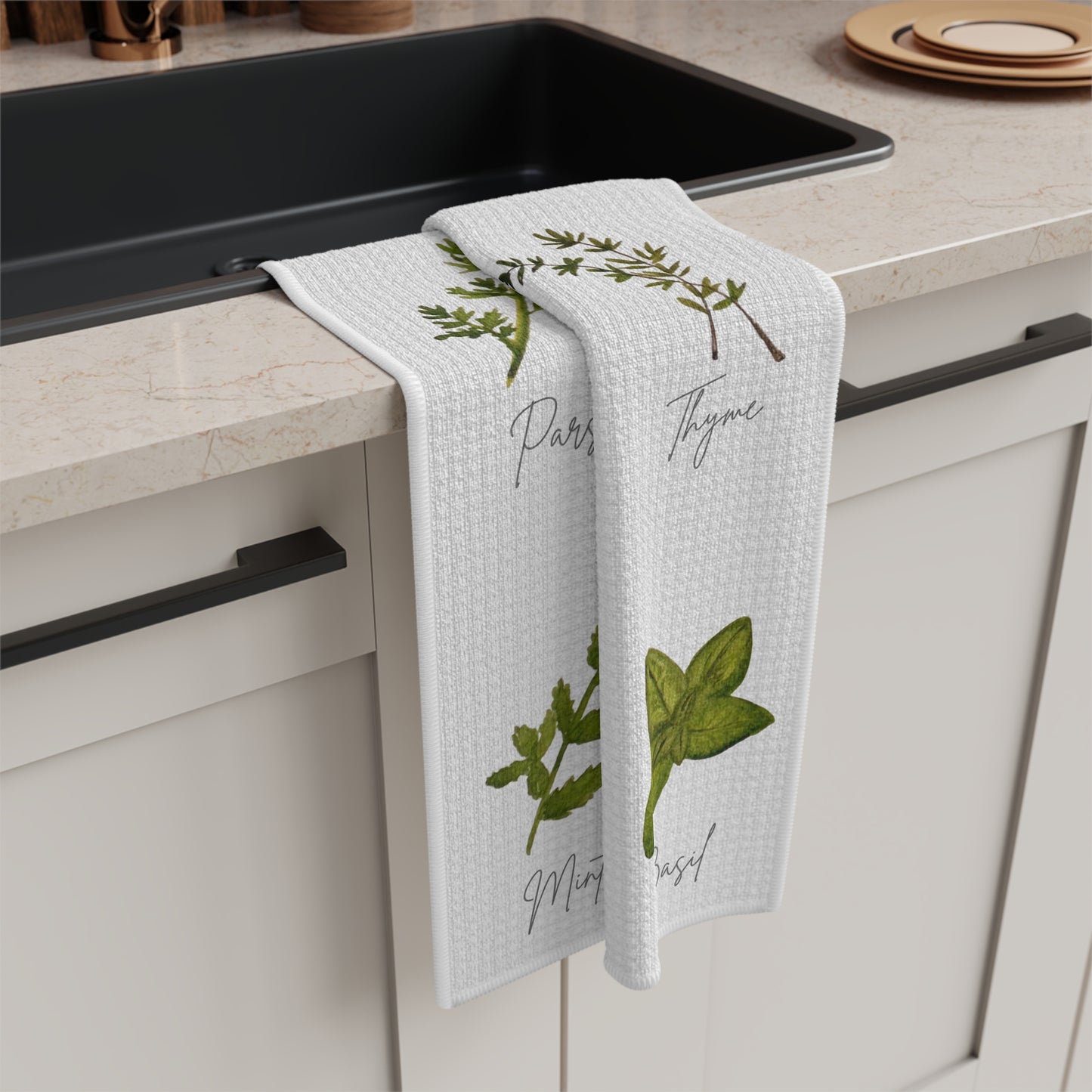 Microfiber Tea Towel | Watercolor Herbs