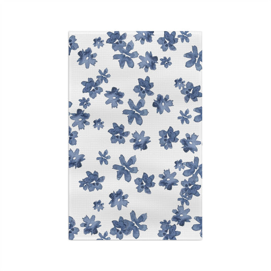 Microfiber Tea Towel | Watercolor Blue Flora