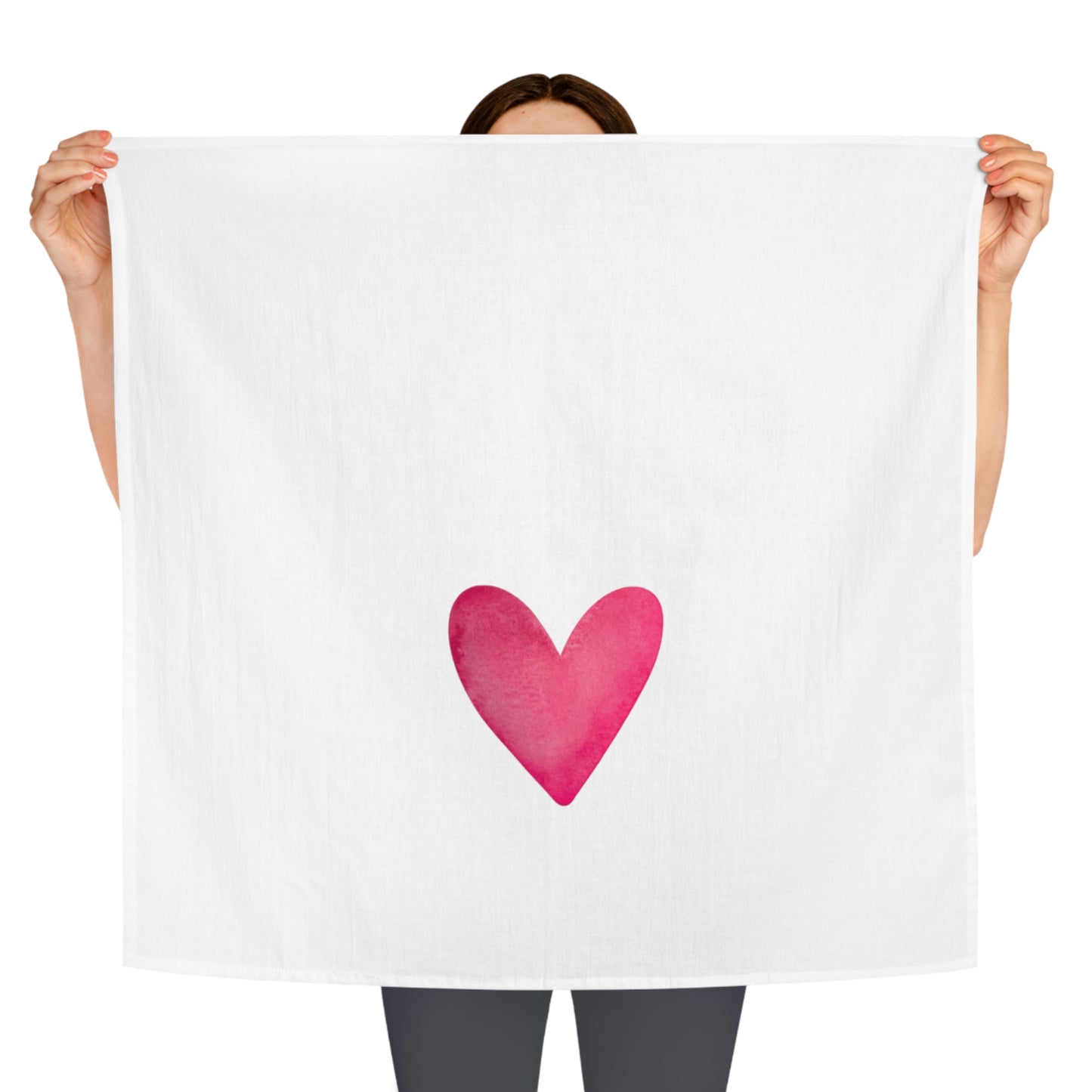 Heart Watercolor Tea Towel