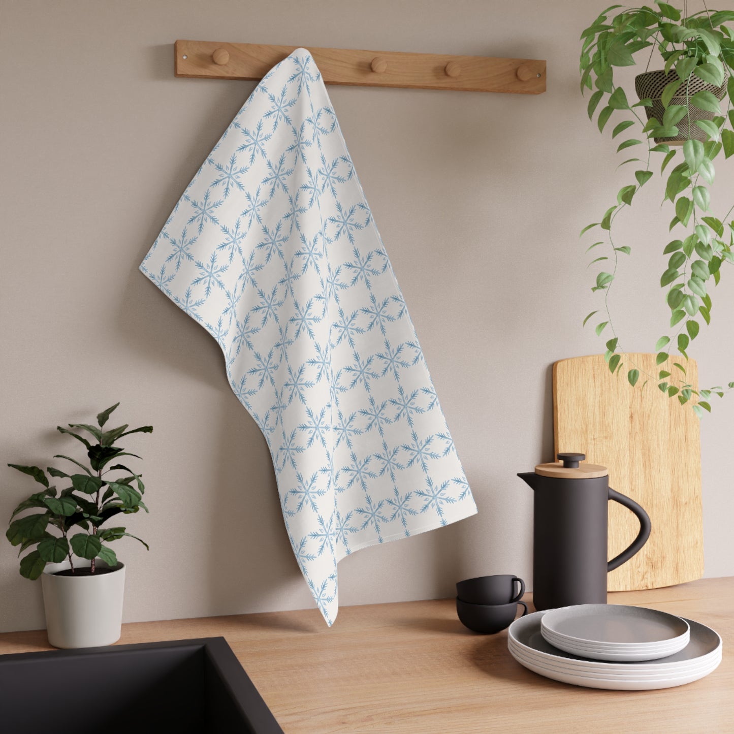 Cotton Tea Towel | Watercolor Snowflake Knots