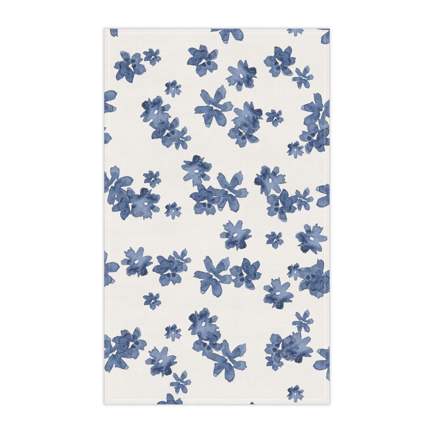 Cotton Tea Towel | Blue Watercolor Flowers