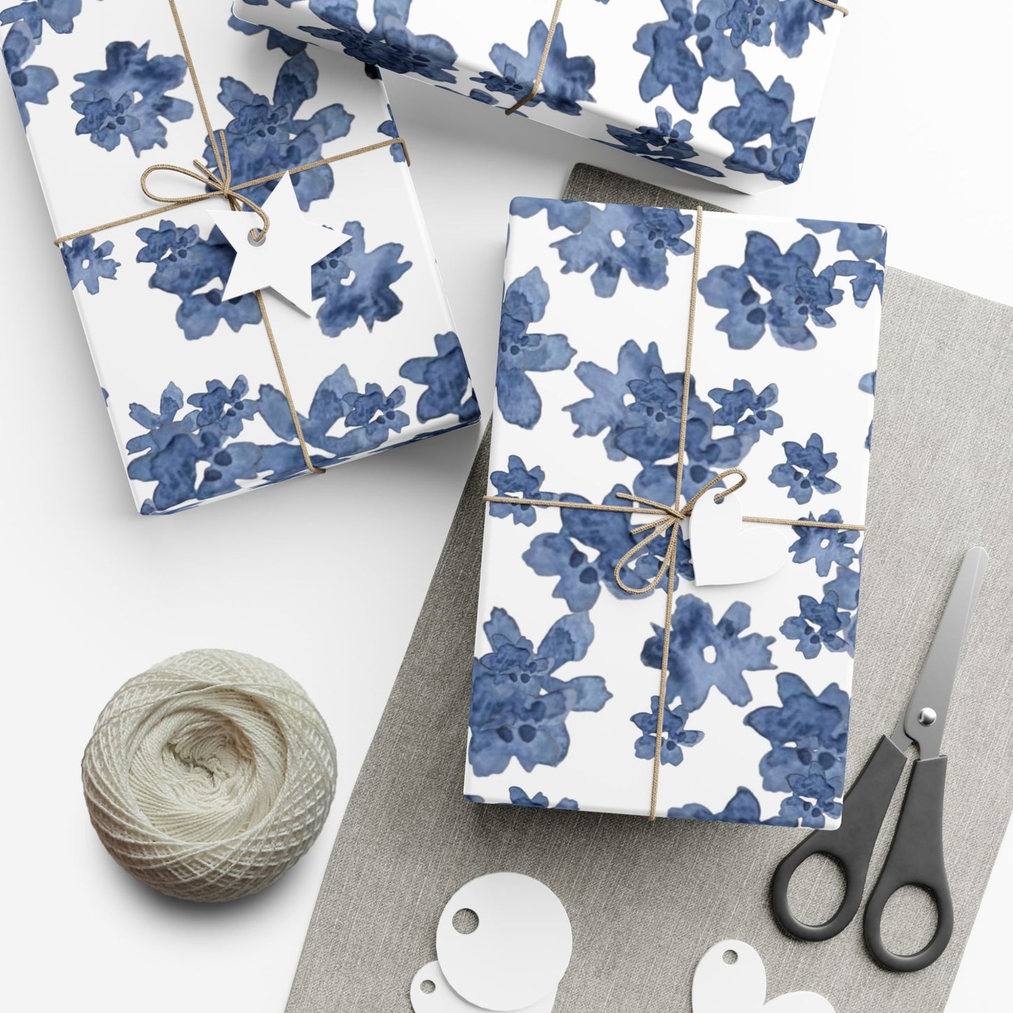 Gift Wrap Paper | Watercolor Blue Flowers