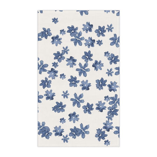 Cotton Tea Towel | Watercolor Blue Flowers