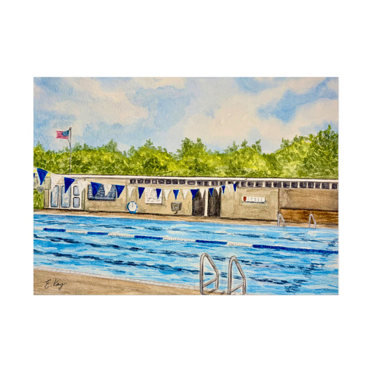 Sample 2 from the UK Fine Art Poster — Vintage Community Pool Watercolor Print