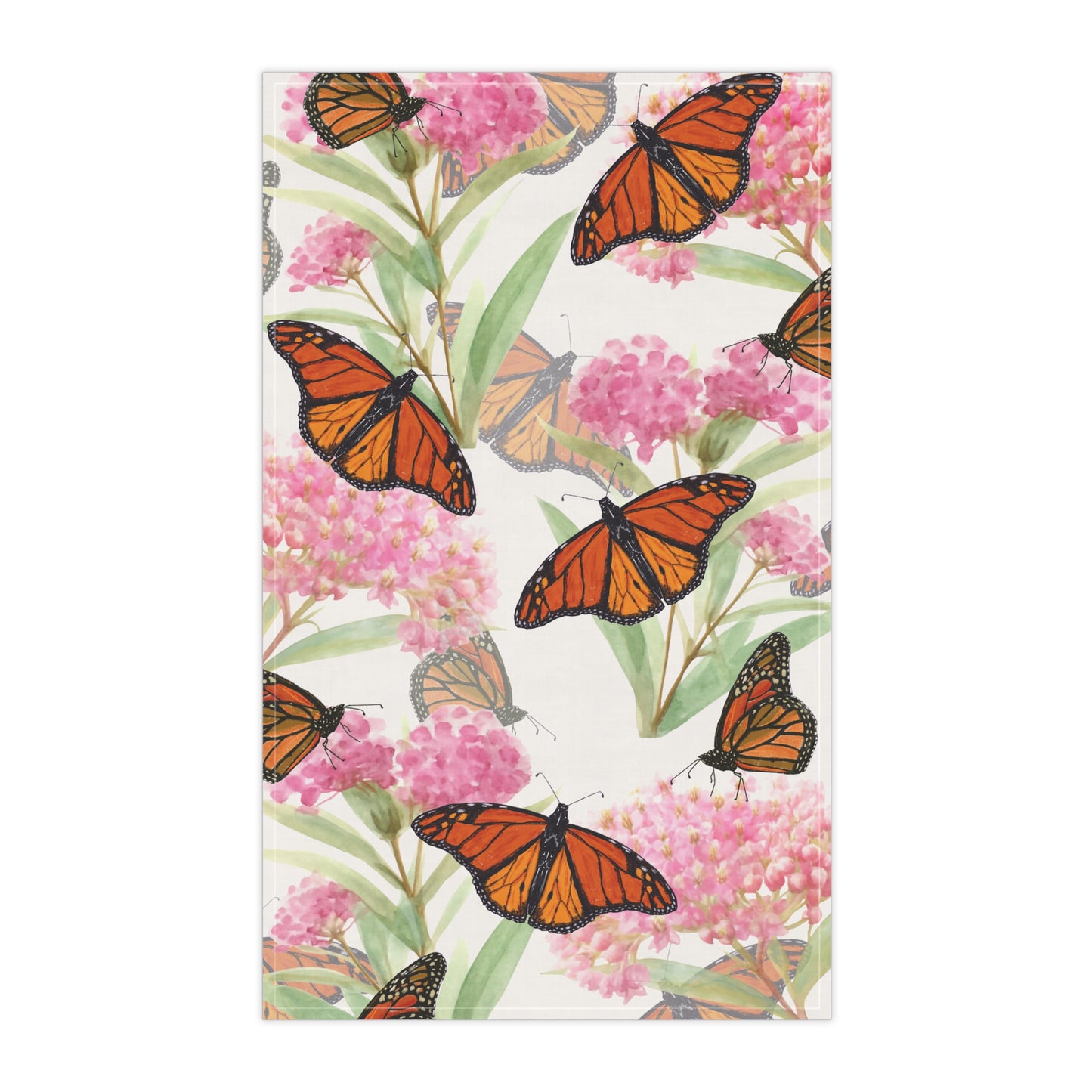 Cotton Tea Towel | Monarchs and Milkweed II
