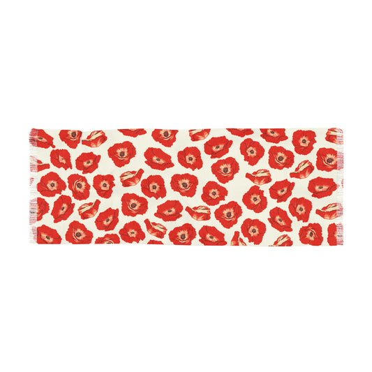 Poppy Bloom Lightweight Scarf (cream)