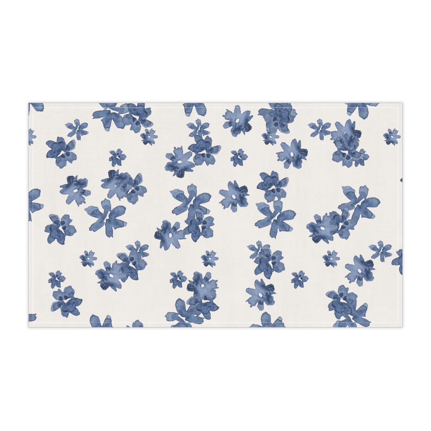 Cotton Tea Towel | Blue Watercolor Flowers
