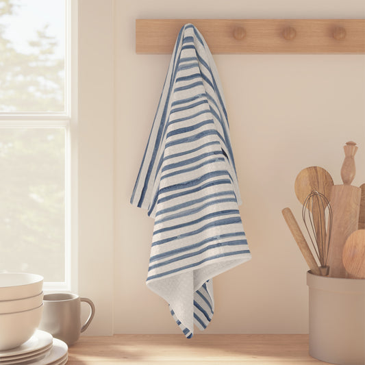 Microfiber Tea Towel | Watercolor Blue Lines