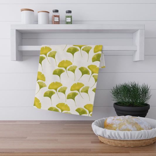 Cotton Tea Towel | Yellow Ginkgo Leaves