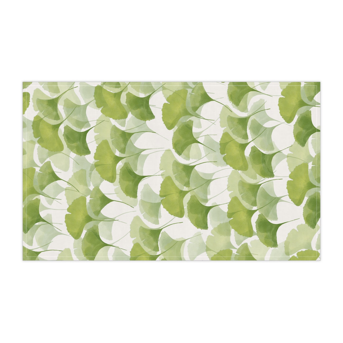 Cotton Tea Towel | Green Ginkgo Leaves