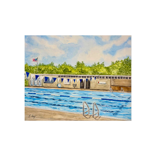 Sample 2 from the UK Fine Art Poster — Vintage Community Pool Watercolor Print