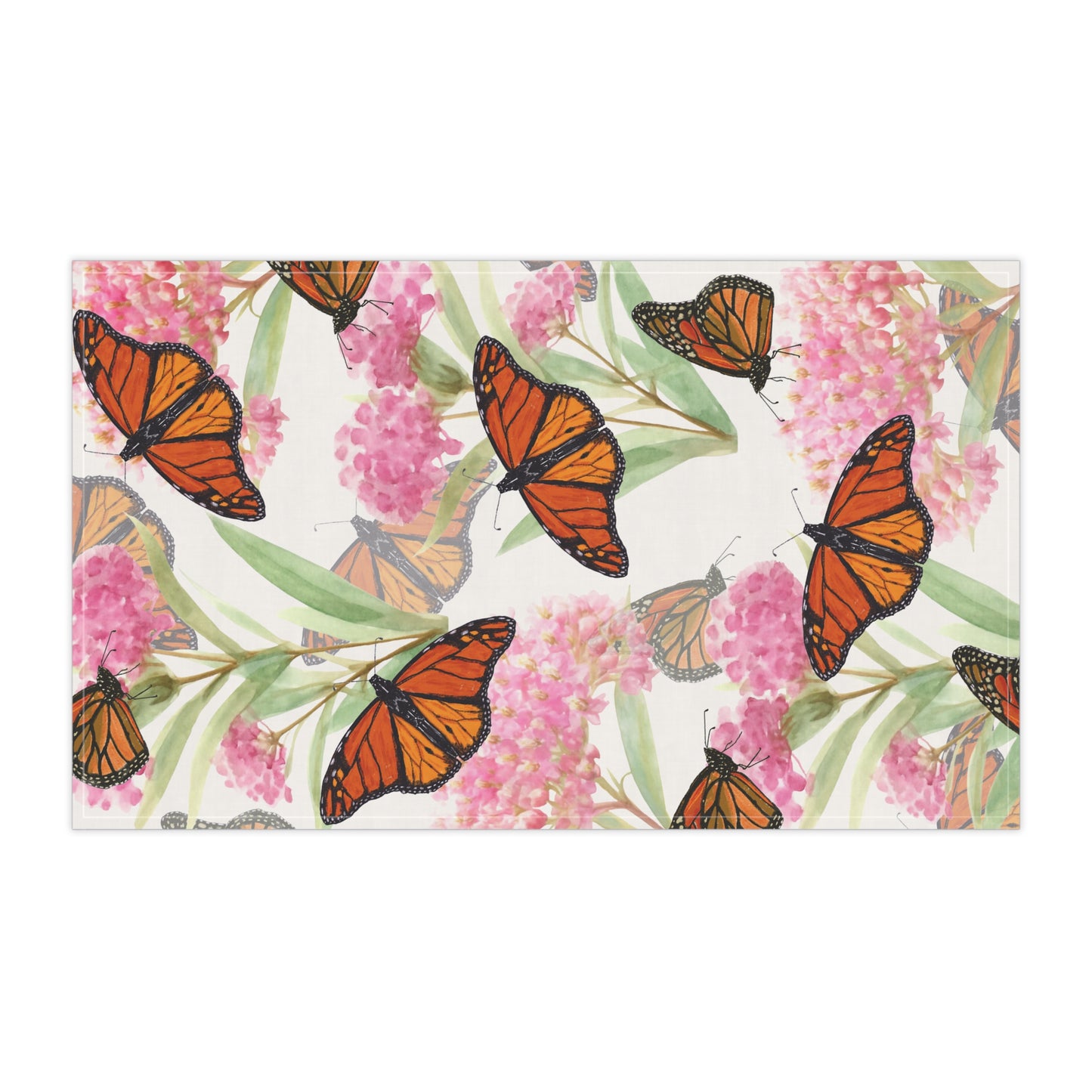 Cotton Tea Towel | Monarchs and Milkweed II