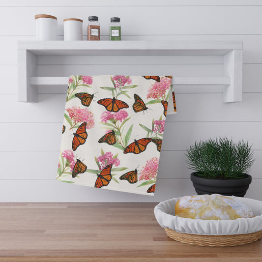 Cotton Tea Towel | Monarchs and Milkweed
